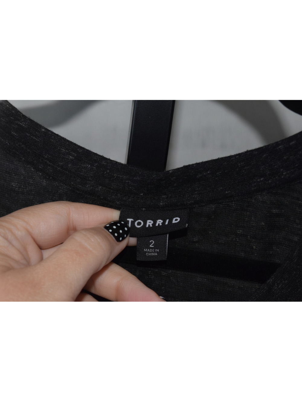 Torrid Jeweled Necklace Collar T-Shirt, Heather Charcoal, Size 2, Elevated Basic - Picture 3 of 7